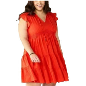 Sonoma Textured Tiered-Hem Dress Aloha Orange Size 2X